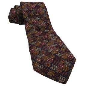 Yves Saint Laurent Tie Necktie Geometric Wool Silk Business Luxury Vintage